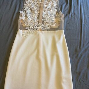 Cream Sheer Mini Dress-Size Medium